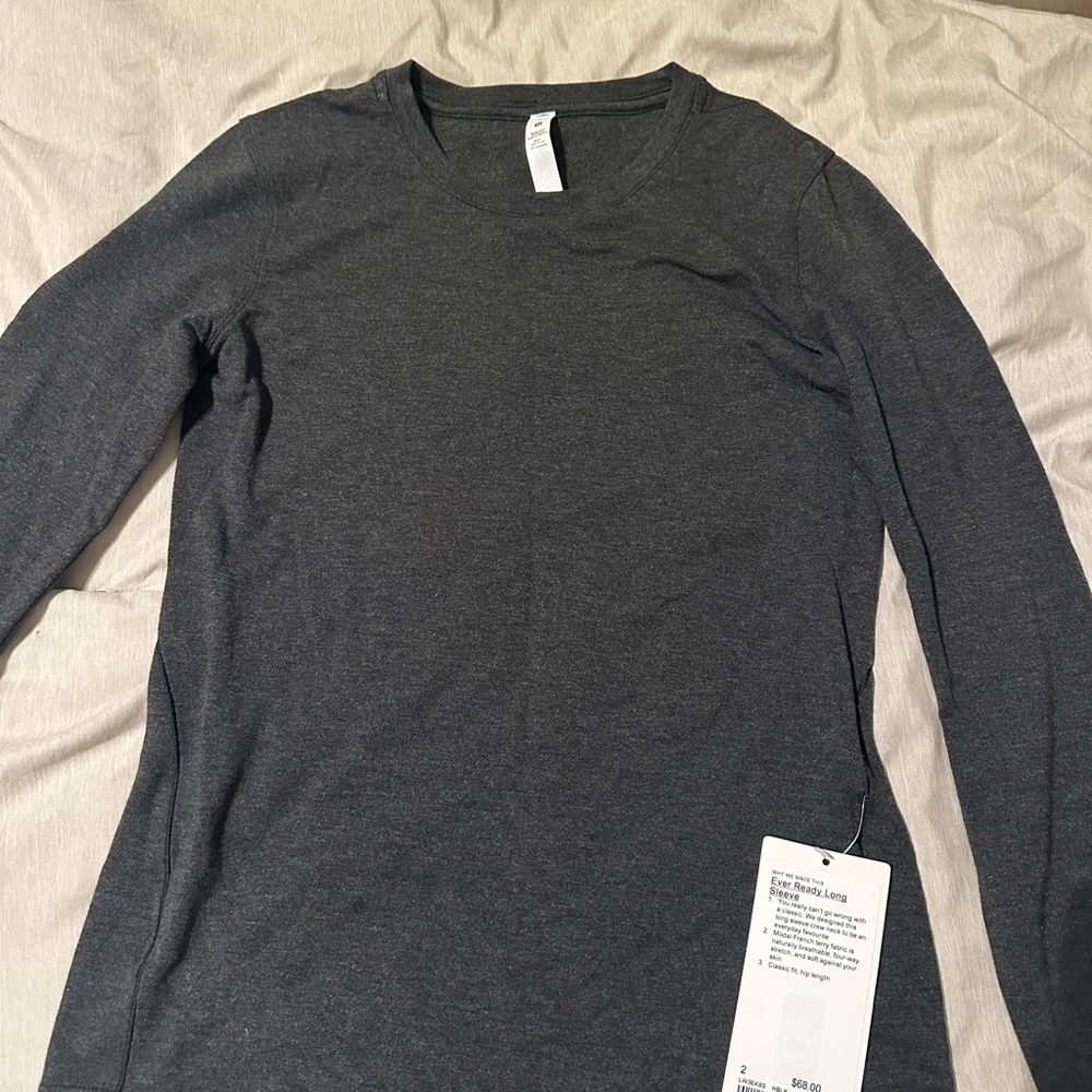 Lululemon ever ready long sleeve heather black size 2 NWT new with tags